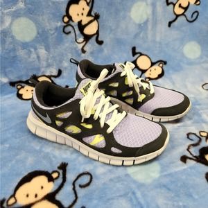 Nike Free Run 2 Purple Silver‎ GS DD0163-500 Youth Sz 6.5Y Womens Sz 8